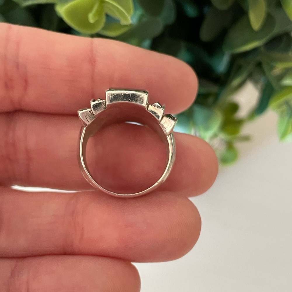 HSN Carol Brodie Sterling Silver CFJ Black Onyx Marcasite cocktail Ring Size 5.5 - Picture 5 of 8
